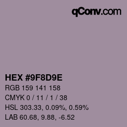 Color code: HEX #9F8D9E | qconv.com