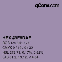 Color code: HEX #9F8DAE | qconv.com