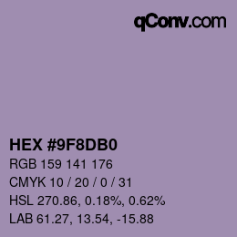 颜色代码: HEX #9F8DB0 | qconv.com