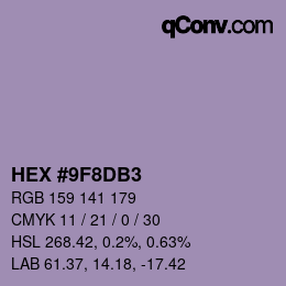 カラーコード: HEX #9F8DB3 | qconv.com