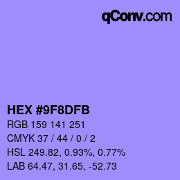 Color code: HEX #9F8DFB | qconv.com