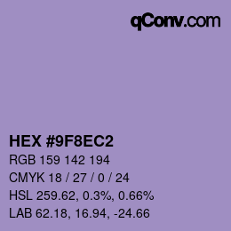 Color code: HEX #9F8EC2 | qconv.com