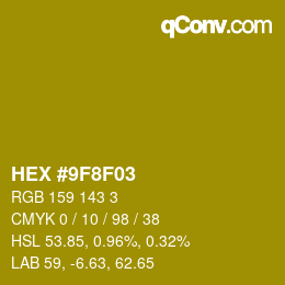 Farbcode: HEX #9F8F03 | qconv.com