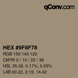 Color code: HEX #9F8F78 | qconv.com