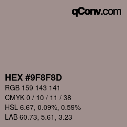 Color code: HEX #9F8F8D | qconv.com