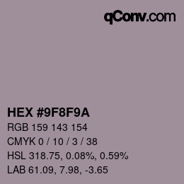 Color code: HEX #9F8F9A | qconv.com