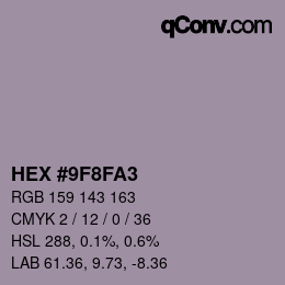 カラーコード: HEX #9F8FA3 | qconv.com