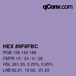 颜色代码: HEX #9F8FBC | qconv.com