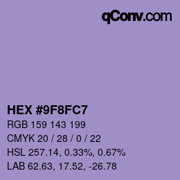 カラーコード: HEX #9F8FC7 | qconv.com