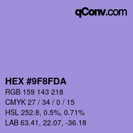 Color code: HEX #9F8FDA | qconv.com