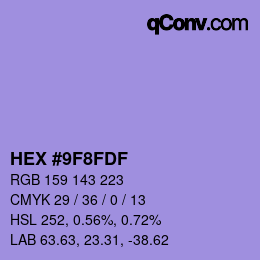 カラーコード: HEX #9F8FDF | qconv.com