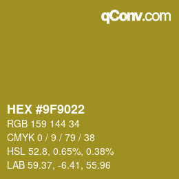 颜色代码: HEX #9F9022 | qconv.com