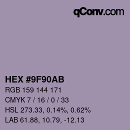 Color code: HEX #9F90AB | qconv.com
