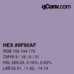 Color code: HEX #9F90AF | qconv.com