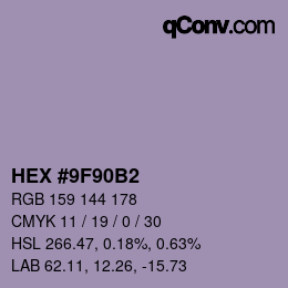 Color code: HEX #9F90B2 | qconv.com