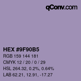 カラーコード: HEX #9F90B5 | qconv.com