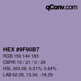 カラーコード: HEX #9F90B7 | qconv.com