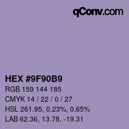 Color code: HEX #9F90B9 | qconv.com