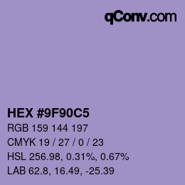 Color code: HEX #9F90C5 | qconv.com