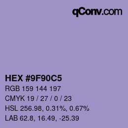 Color code: HEX #9F90C5 | qconv.com