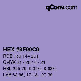 Color code: HEX #9F90C9 | qconv.com