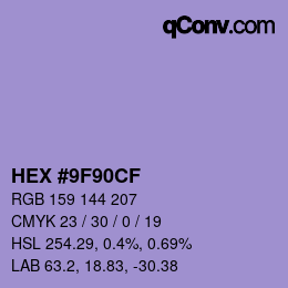 Color code: HEX #9F90CF | qconv.com