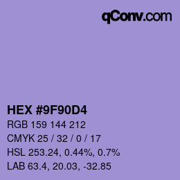 Color code: HEX #9F90D4 | qconv.com