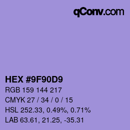 カラーコード: HEX #9F90D9 | qconv.com