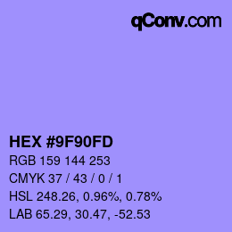 Color code: HEX #9F90FD | qconv.com