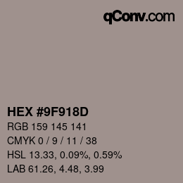 Color code: HEX #9F918D | qconv.com