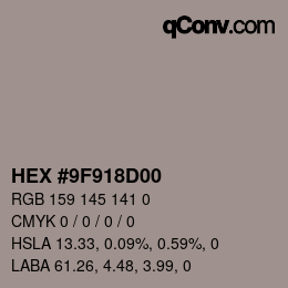 Color code: HEX #9F918D00 | qconv.com