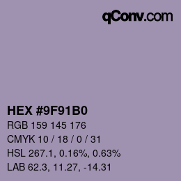 Color code: HEX #9F91B0 | qconv.com