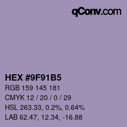 カラーコード: HEX #9F91B5 | qconv.com