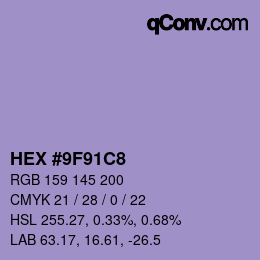 カラーコード: HEX #9F91C8 | qconv.com