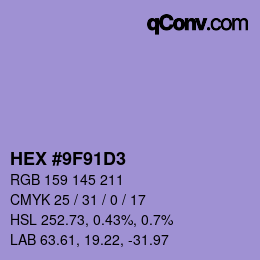 Color code: HEX #9F91D3 | qconv.com