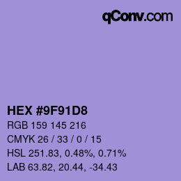 Color code: HEX #9F91D8 | qconv.com