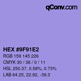カラーコード: HEX #9F91E2 | qconv.com