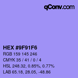 カラーコード: HEX #9F91F6 | qconv.com