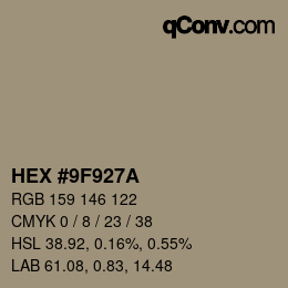 Color code: HEX #9F927A | qconv.com