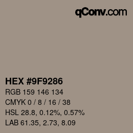 Color code: HEX #9F9286 | qconv.com