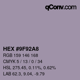 カラーコード: HEX #9F92A8 | qconv.com