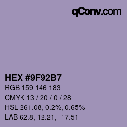 カラーコード: HEX #9F92B7 | qconv.com