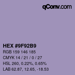 Color code: HEX #9F92B9 | qconv.com