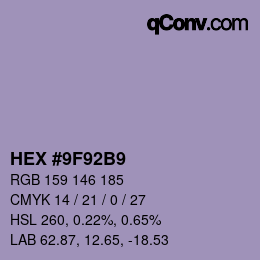 颜色代码: HEX #9F92B9 | qconv.com