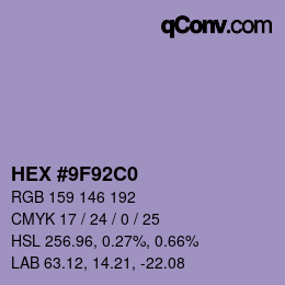 カラーコード: HEX #9F92C0 | qconv.com