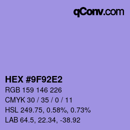 Color code: HEX #9F92E2 | qconv.com