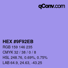 Color code: HEX #9F92EB | qconv.com