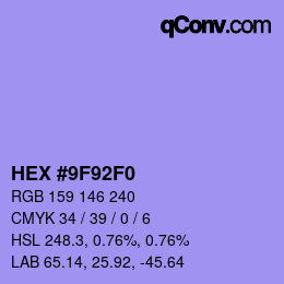 Color code: HEX #9F92F0 | qconv.com