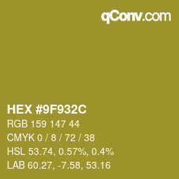 Color code: HEX #9F932C | qconv.com