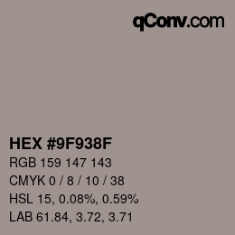Color code: HEX #9F938F | qconv.com